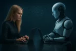Mensch und Roboter bei der Arbeit, erstellt von ChatGPT